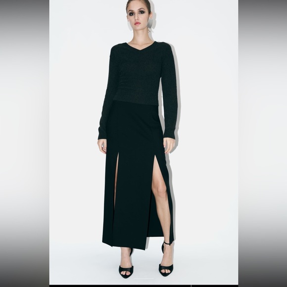 Zara 100% wool slit skirt ZW collection 2024, high waist, premium quality - Picture 2 of 14